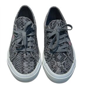 Superga Gray Snake-Texture Low-Top Sneakers